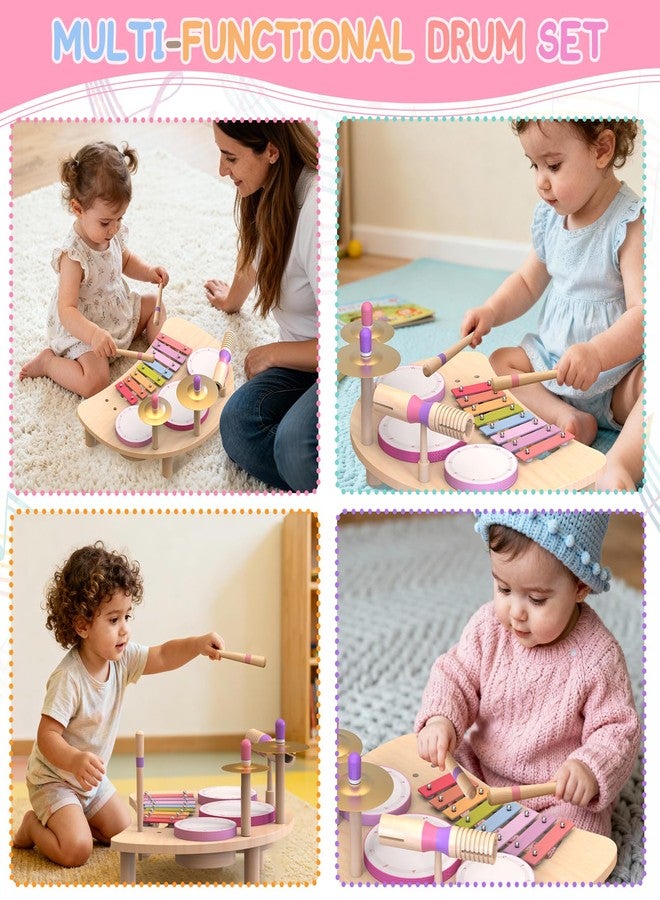 Rmischolar Kids Drum Set Montessori Musical Instruments for Toddlers 1-3, Wooden Baby Drum Kit with Xylophone, Preschool Music Toys for Early Learning, Educational Birthday Gift for Boys Girls 18+ Months - Image 4